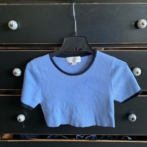 cropped baby blue top